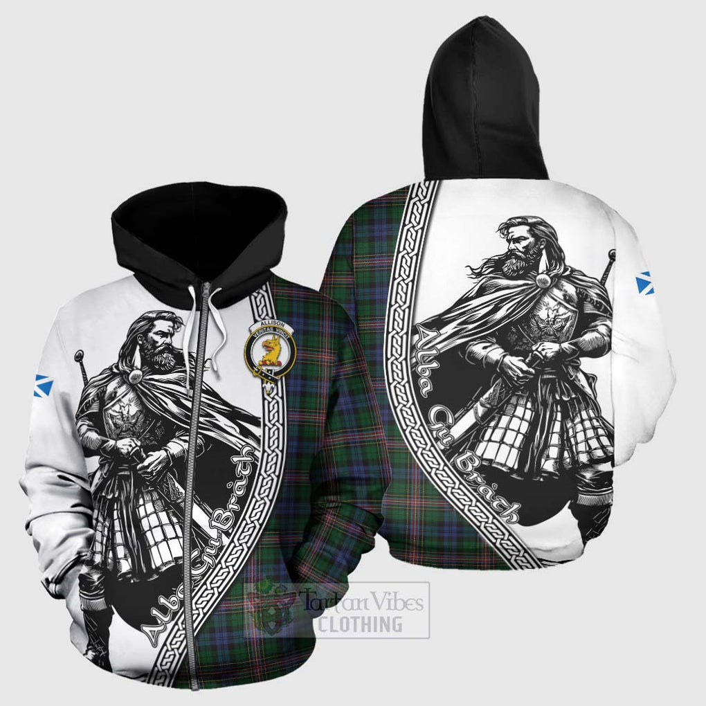 Tartan Vibes Clothing Allison Tartan Clan Crest Hoodie with Highlander Warrior Celtic Style