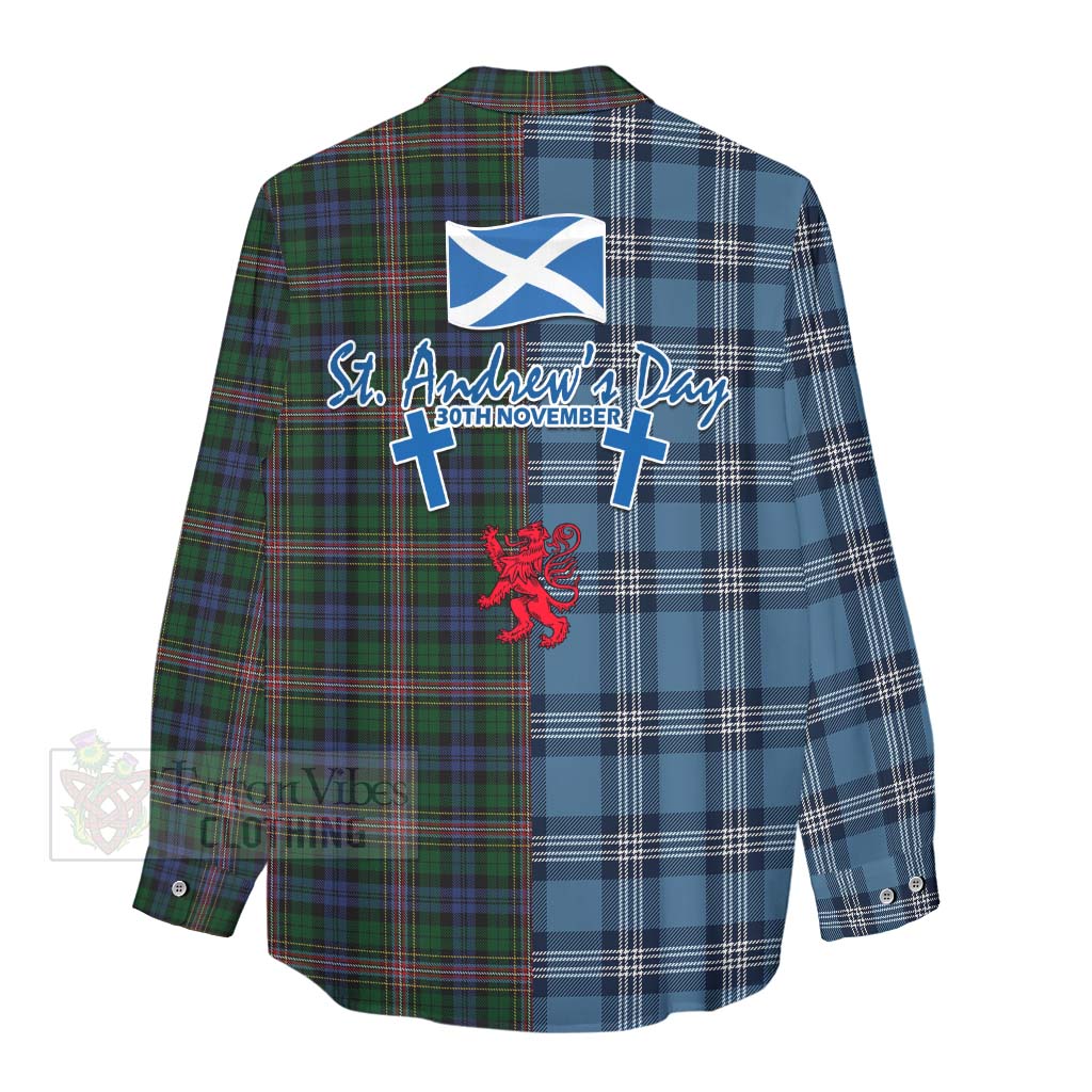 Tartan Vibes Clothing Allison Tartan Women's Casual Shirt Happy St. Andrew's Day Half Tartan Style