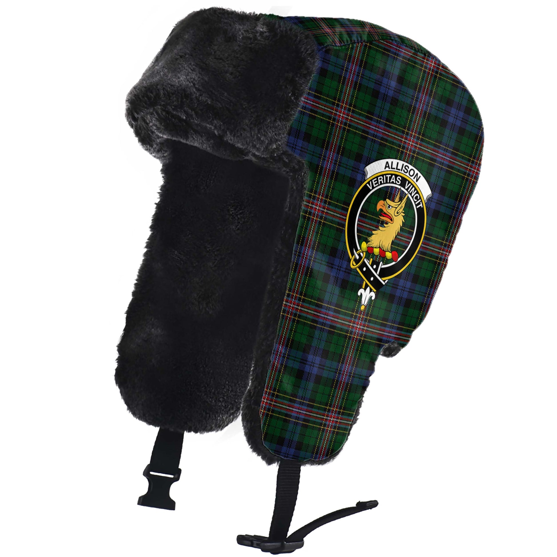 Allison Tartan Winter Trapper Hat with Family Crest - Tartanvibesclothing