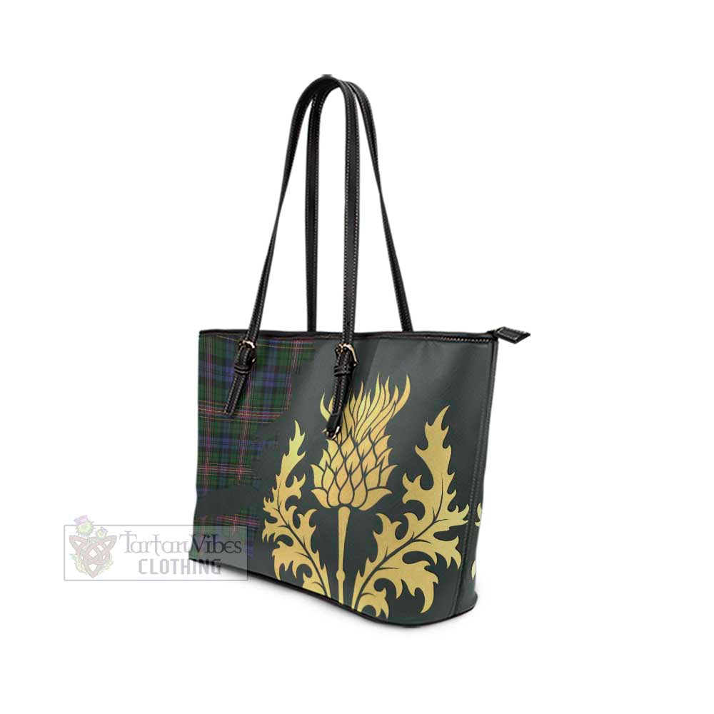Allison Tartan Leather Tote Bag Gold Thistle Style - Tartan Vibes Clothing
