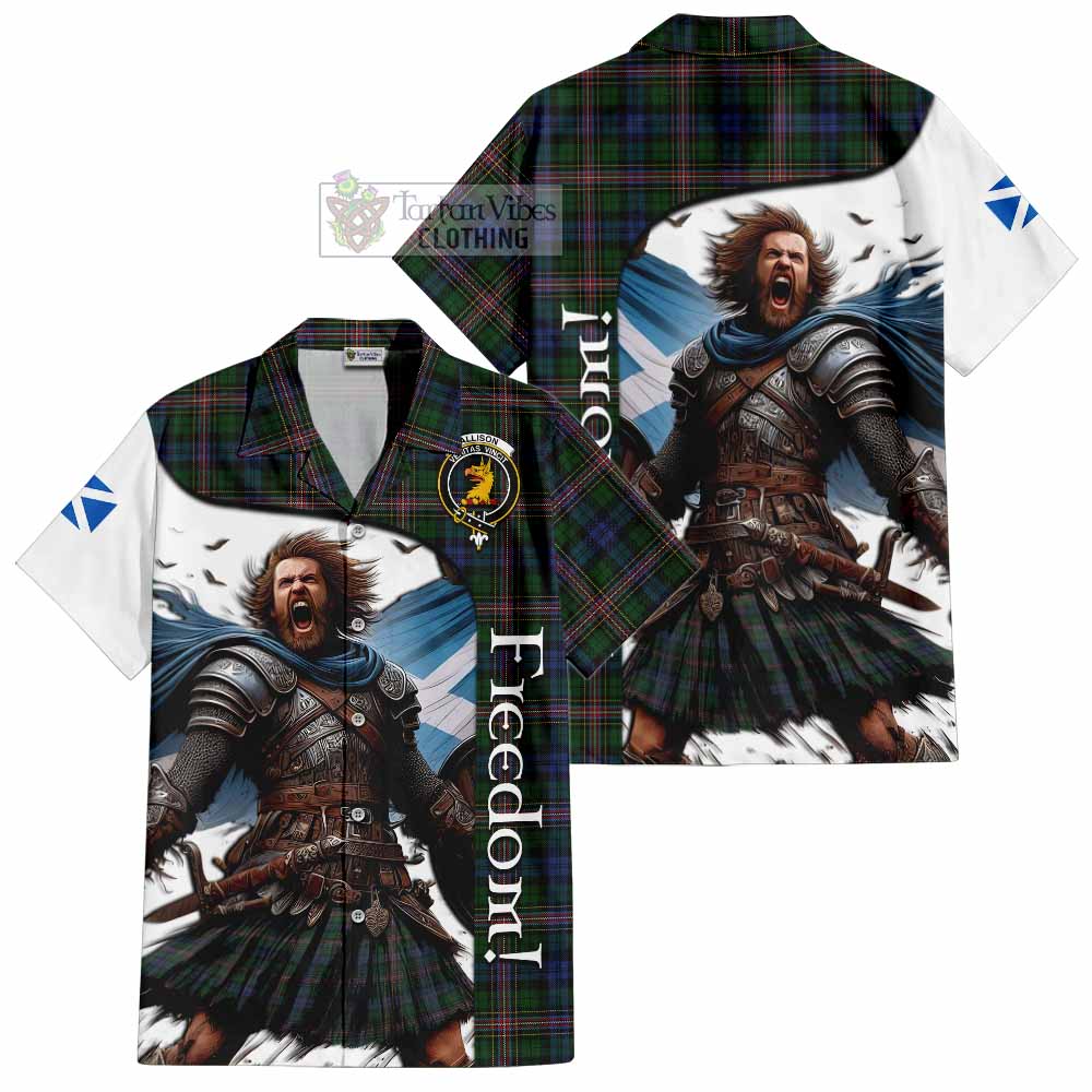 Tartan Vibes Clothing Allison Crest Tartan Short Sleeve Button Shirt Inspired by the Freedom of Scottish Warrior