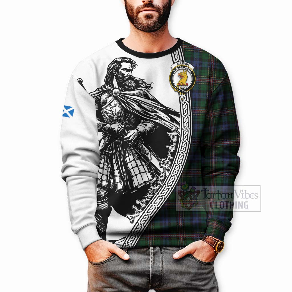 Tartan Vibes Clothing Allison Tartan Clan Crest Sweatshirt with Highlander Warrior Celtic Style