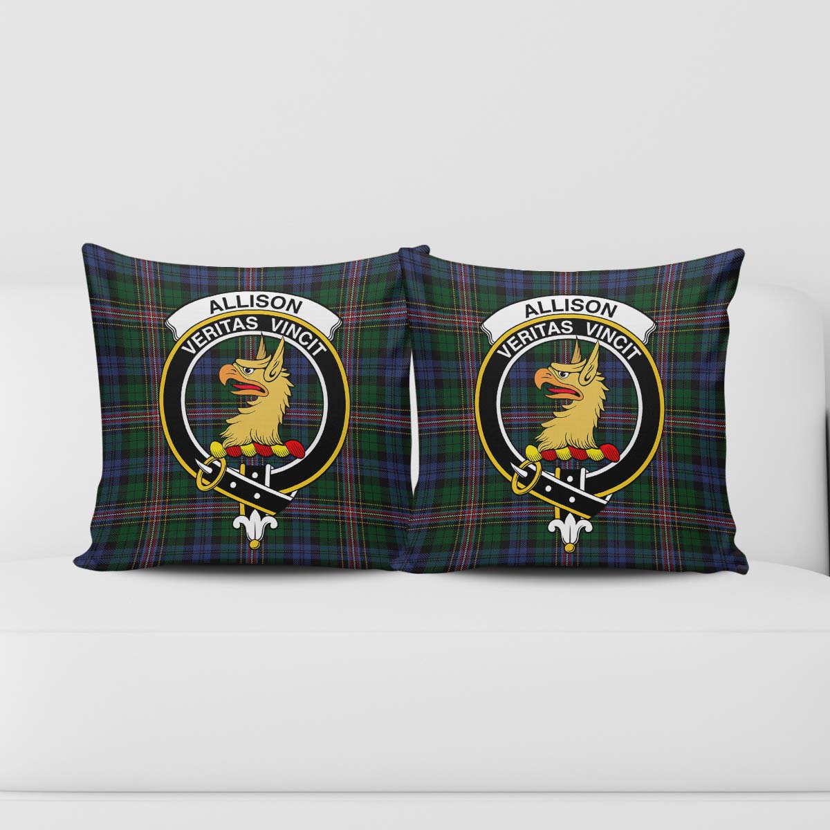 Allison Tartan Pillow Cover with Family Crest - Tartanvibesclothing