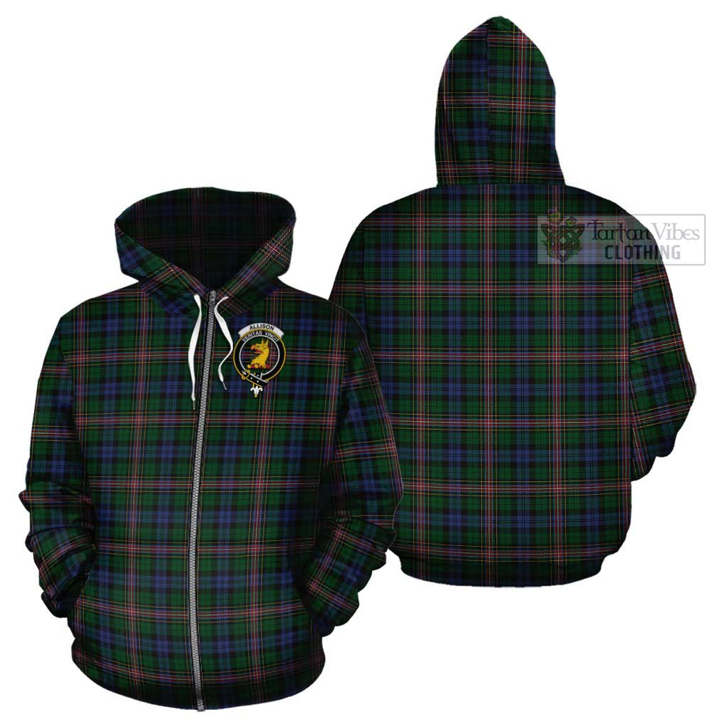 Allison Tartan Cotton Hoodie with Family Crest Zip Hoodie - Tartan Vibes Clothing