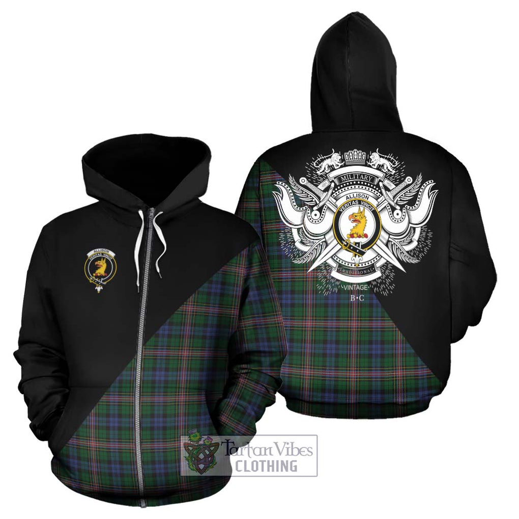 Allison Tartan Hoodie with Family Crest and Military Logo Style - Tartanvibesclothing Shop