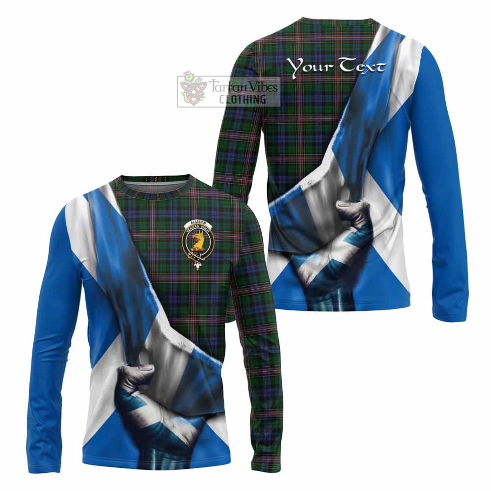 Tartan Vibes Clothing Allison Tartan Long Sleeve T-Shirt with Family Crest Scotland Patriotic Style