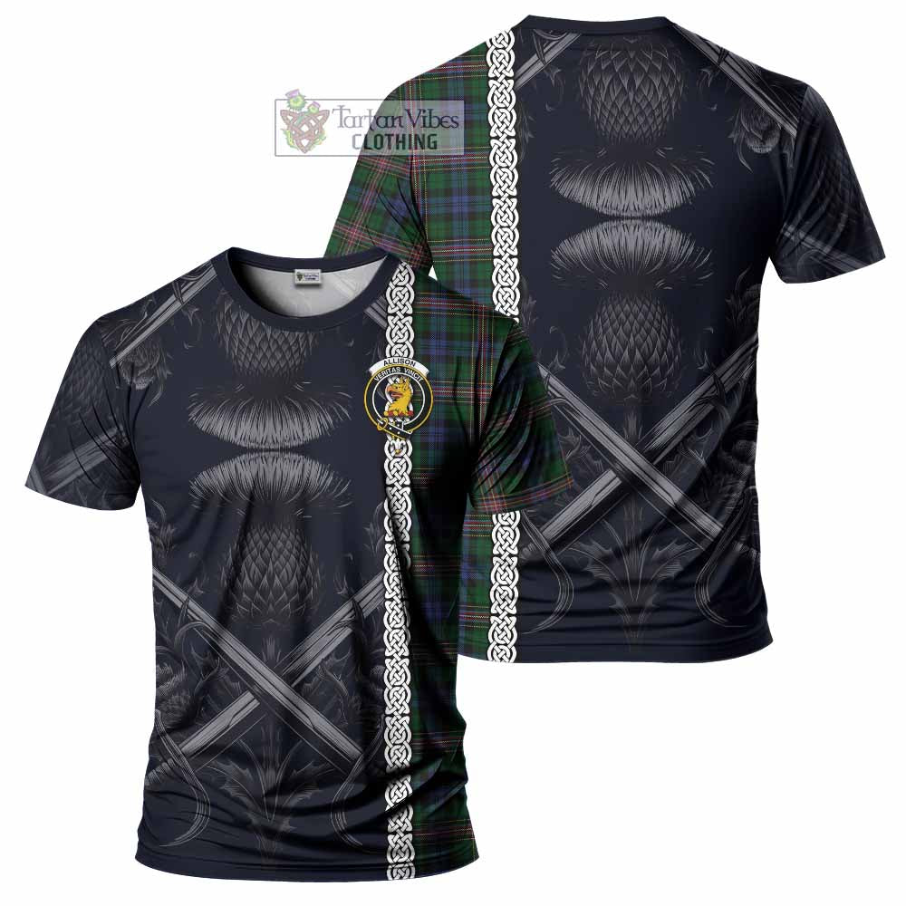 Tartan Vibes Clothing Allison Tartan T-Shirt with Family Crest Cross Sword Thistle Celtic Vibes