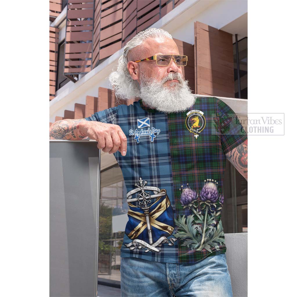 Tartan Vibes Clothing Allison Tartan Cotton T-shirt Happy St. Andrew's Day Half Tartan Style