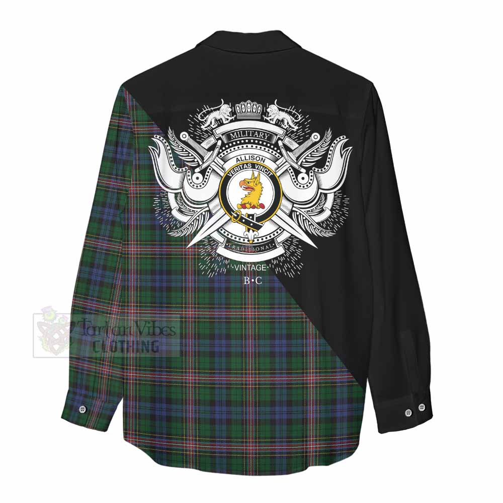 Tartan Vibes Clothing Allison Tartan Women's Casual Shirt with Family Crest and Military Logo Style