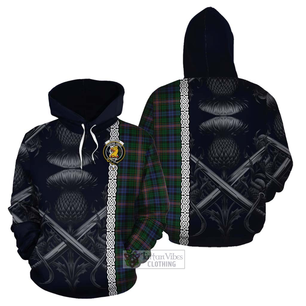 Tartan Vibes Clothing Allison Tartan Cotton Hoodie with Family Crest Cross Sword Thistle Celtic Vibes