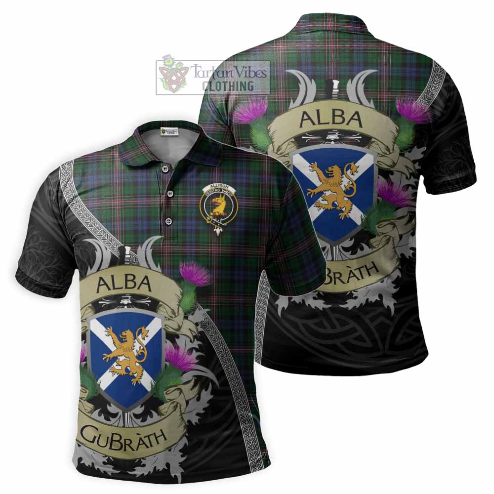 Allison Tartan Family Crest Polo Shirt Lion Rampant Royal Thistle Shield Celtic Inspired - Tartan Vibes Clothing