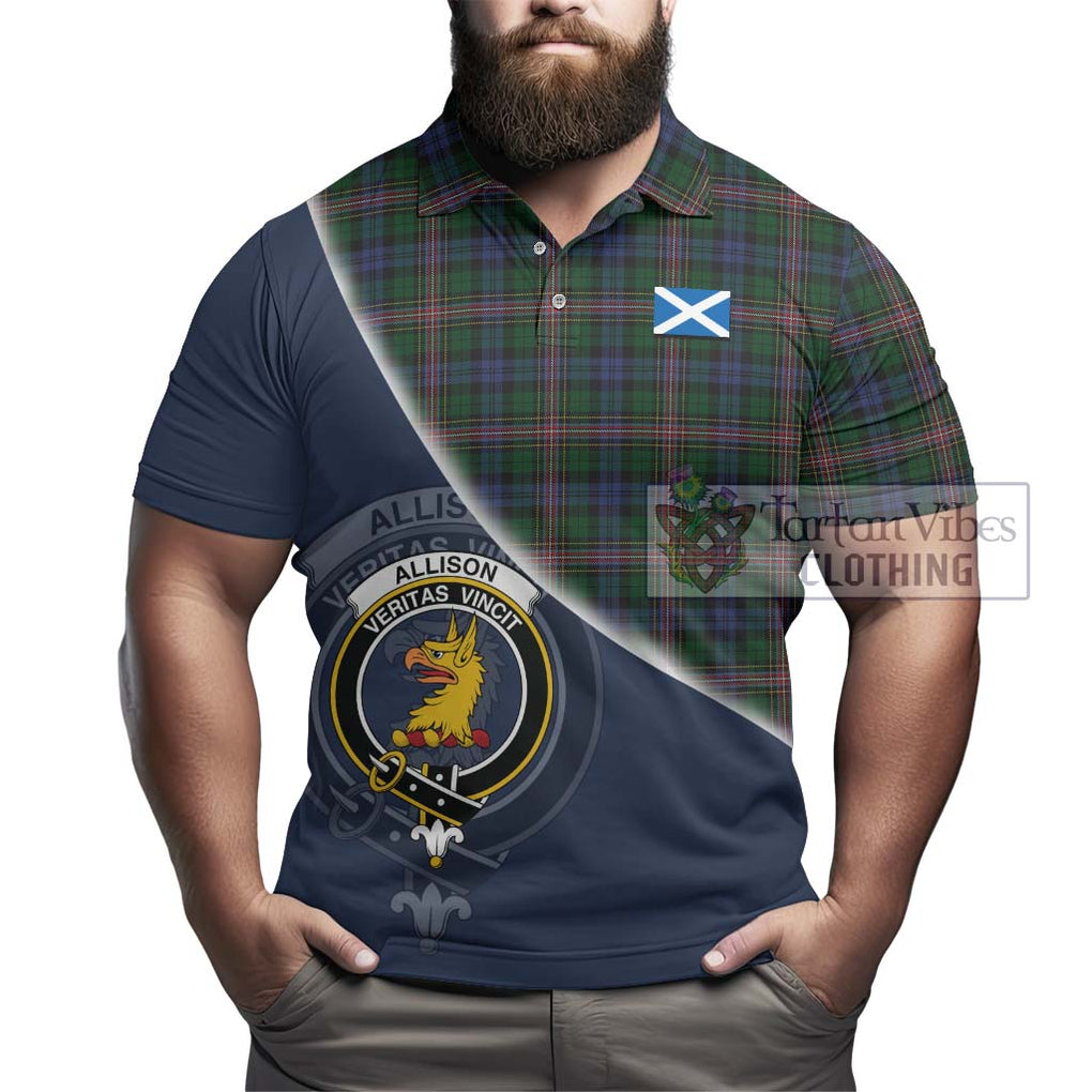 Allison Tartan Polo Shirt with Personalised National Flag and Family Crest Half Style - Tartanvibesclothing Shop