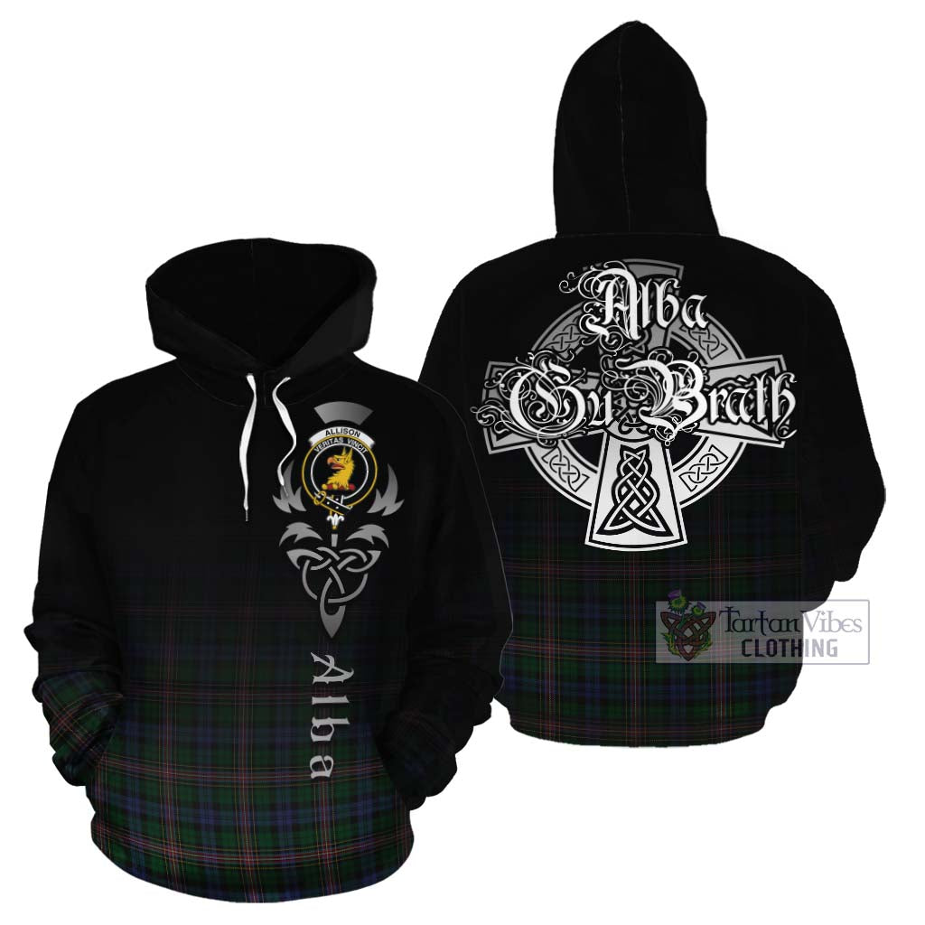 Tartan Vibes Clothing Allison Tartan Cotton Hoodie Featuring Alba Gu Brath Family Crest Celtic Inspired