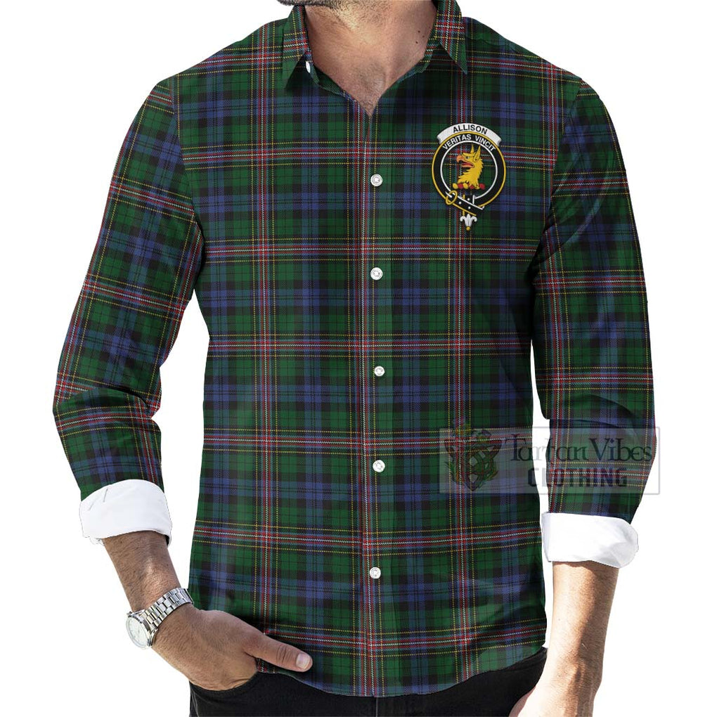 Tartan Vibes Clothing Allison Tartan Long Sleeve Button Shirt with Family Crest Celtic Skull Style