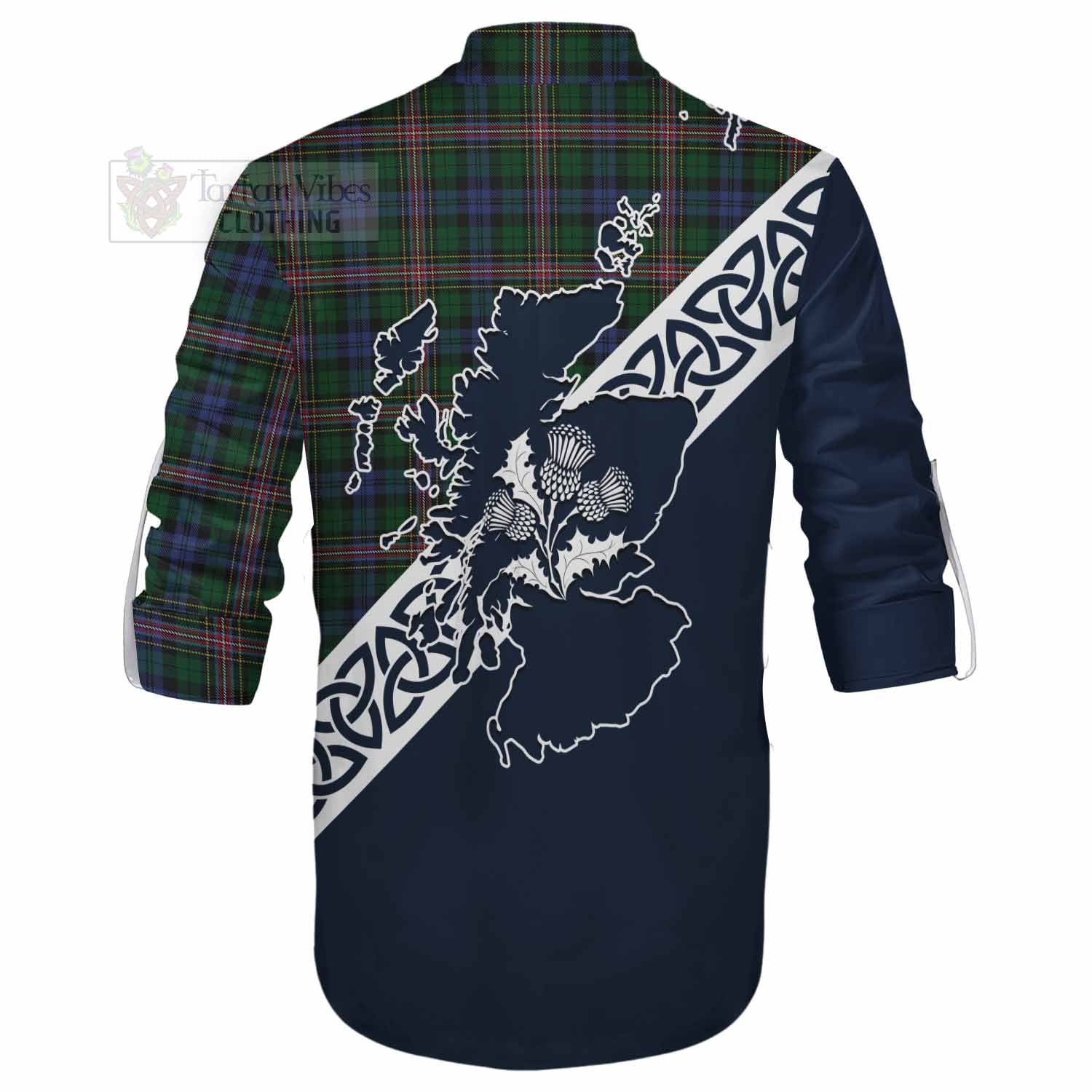 Tartan Vibes Clothing Allison Tartan Ghillie Kilt Shirt Featuring Thistle and Scotland Map