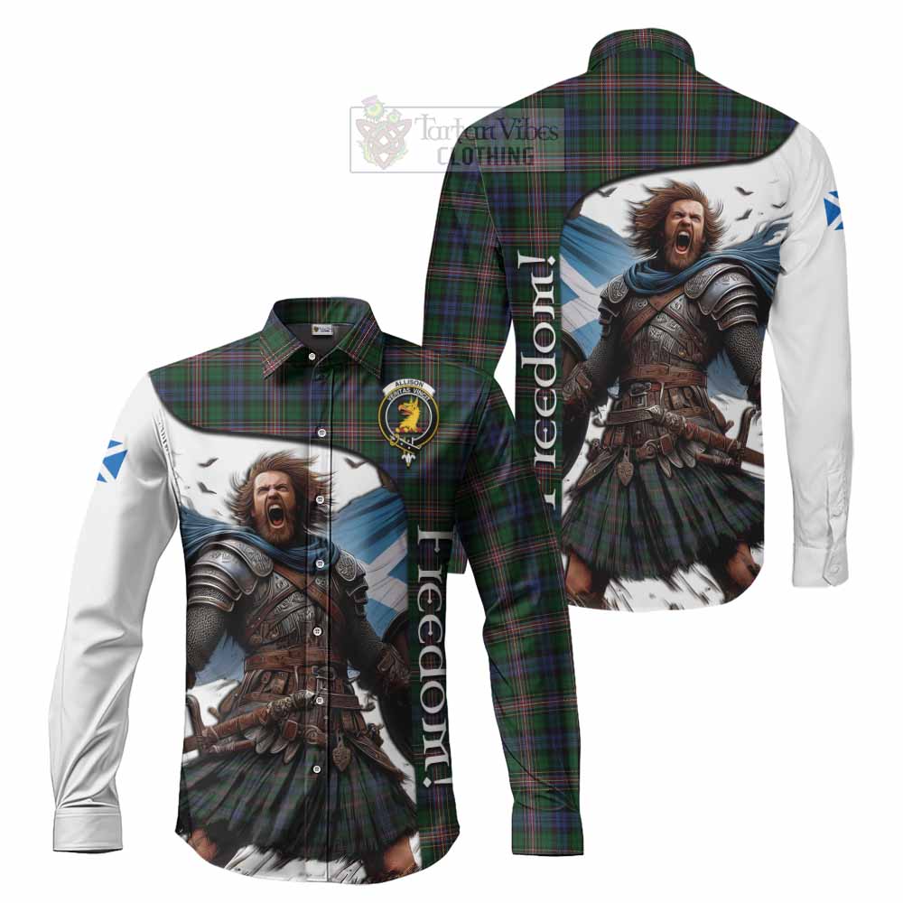 Tartan Vibes Clothing Allison Crest Tartan Long Sleeve Button Shirt Inspired by the Freedom of Scottish Warrior