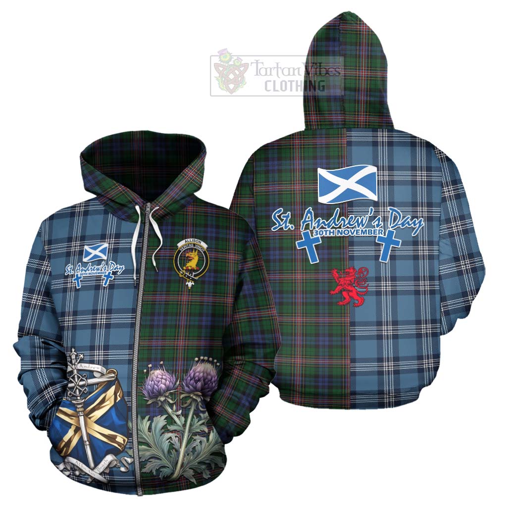 Tartan Vibes Clothing Allison Tartan Hoodie Happy St. Andrew's Day Half Tartan Style