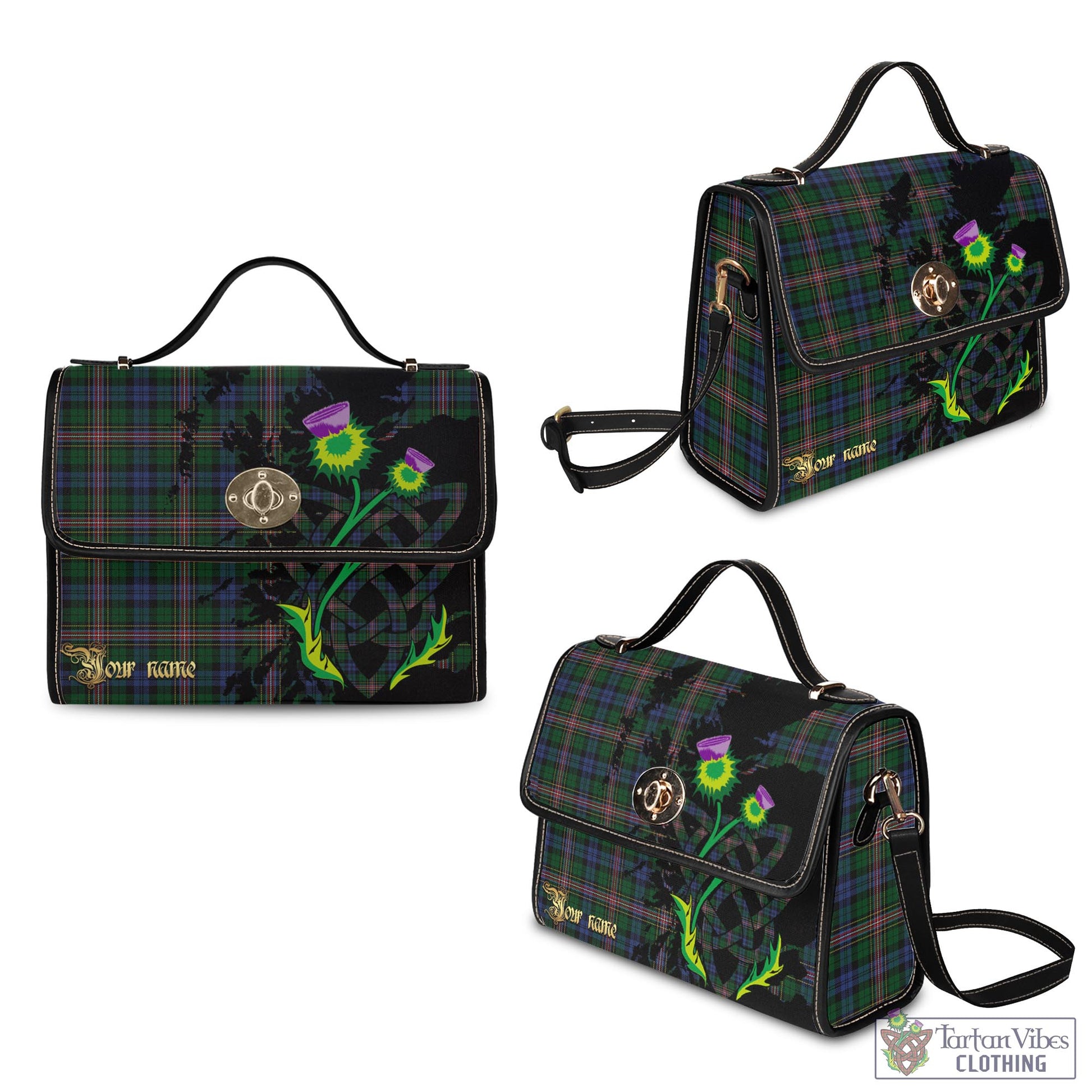 Tartan Vibes Clothing Allison Tartan Waterproof Canvas Bag with Scotland Map and Thistle Celtic Accents