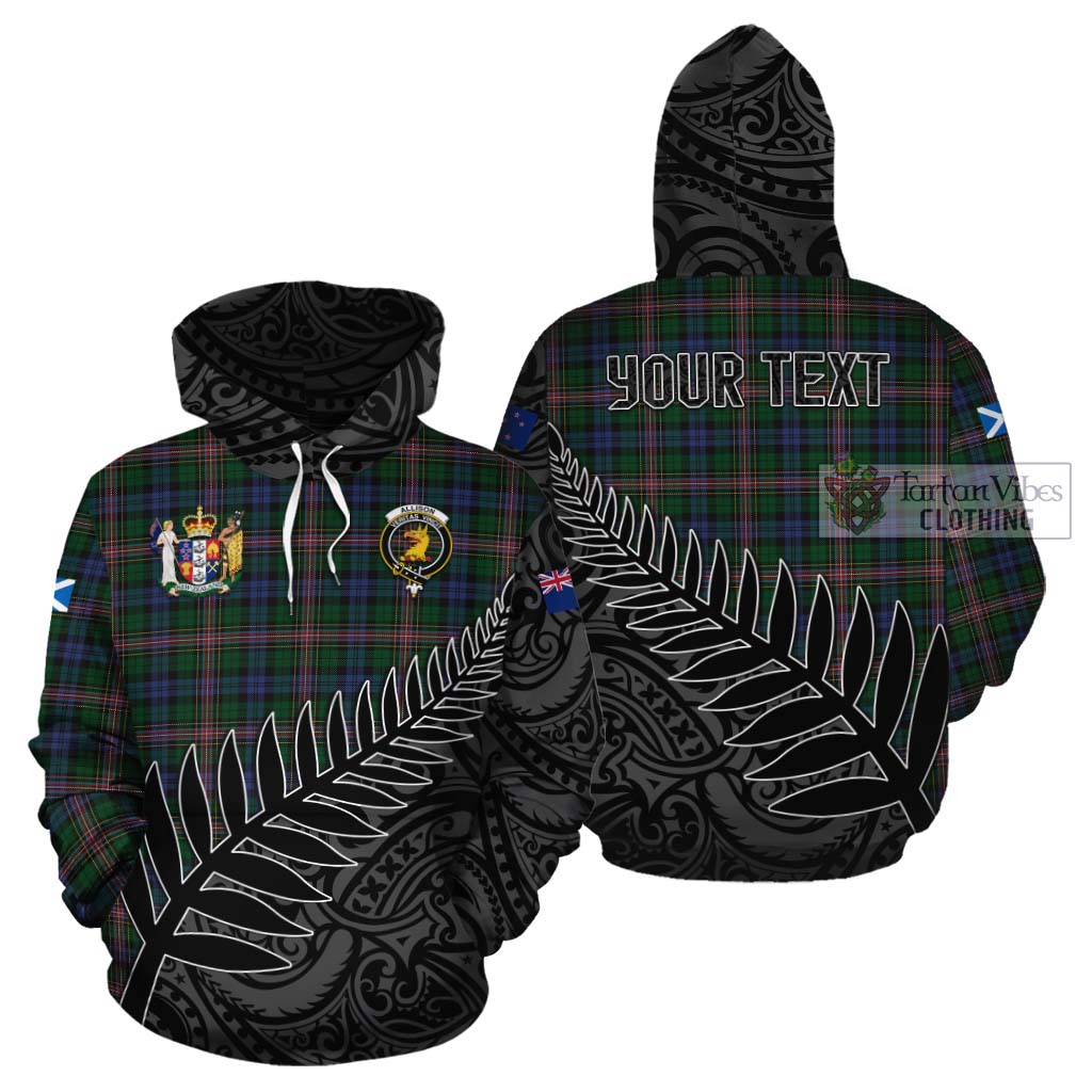 Tartan Vibes Clothing Allison Crest Tartan Cotton Hoodie with New Zealand Silver Fern Half Style