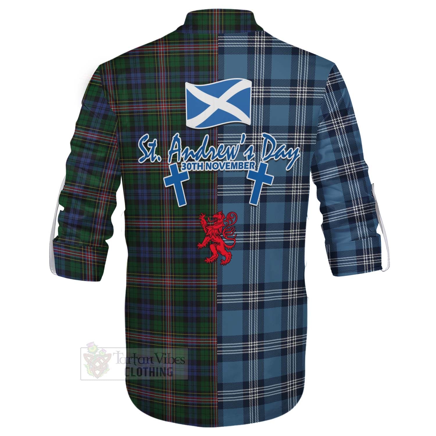 Tartan Vibes Clothing Allison Tartan Ghillie Kilt Shirt Happy St. Andrew's Day Half Tartan Style