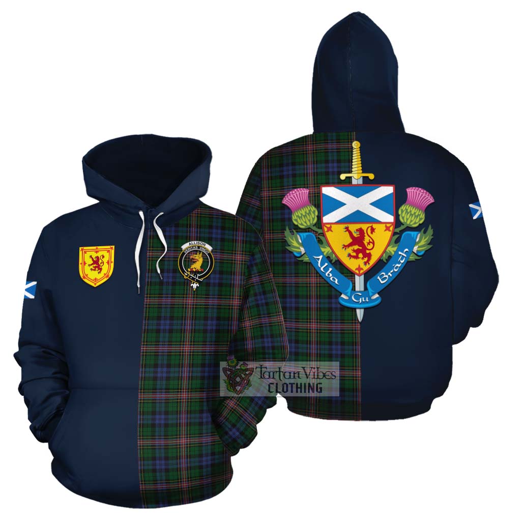 Tartan Vibes Clothing Allison Tartan Cotton Hoodie Alba with Scottish Lion Royal Arm Half Style