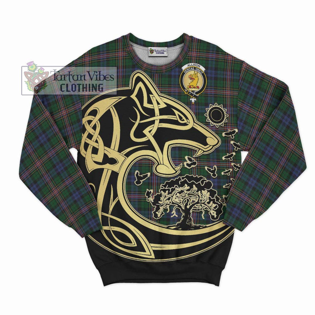 Allison Tartan Sweatshirt with Family Crest Celtic Wolf Style - Tartan Vibes Clothing