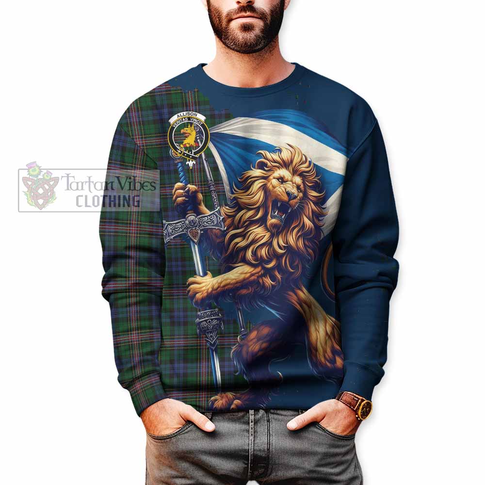 Tartan Vibes Clothing Allison Tartan Family Crest Sweatshirt with Scottish Majestic Lion