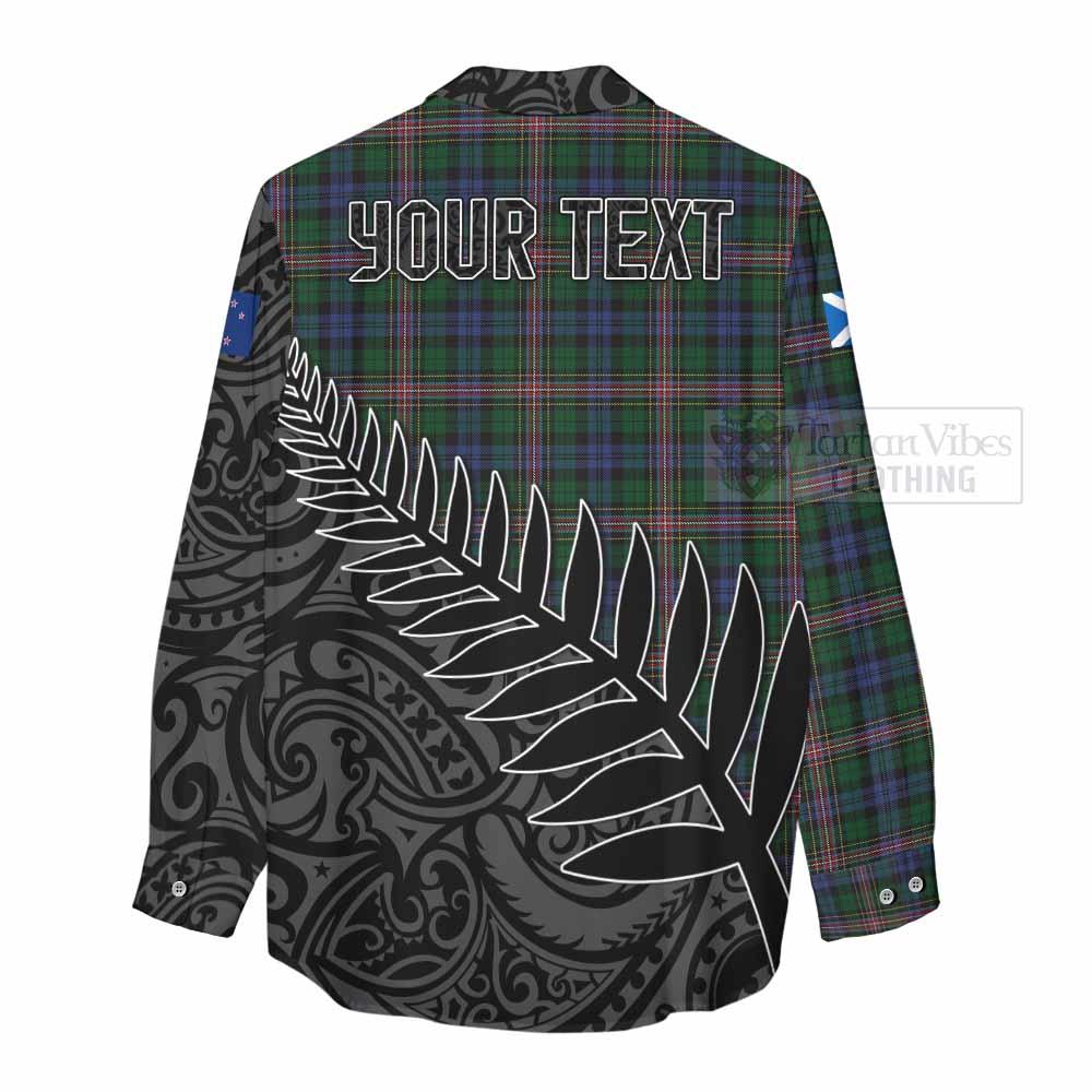 Tartan Vibes Clothing Allison Crest Tartan Women's Casual Shirt with New Zealand Silver Fern Half Style