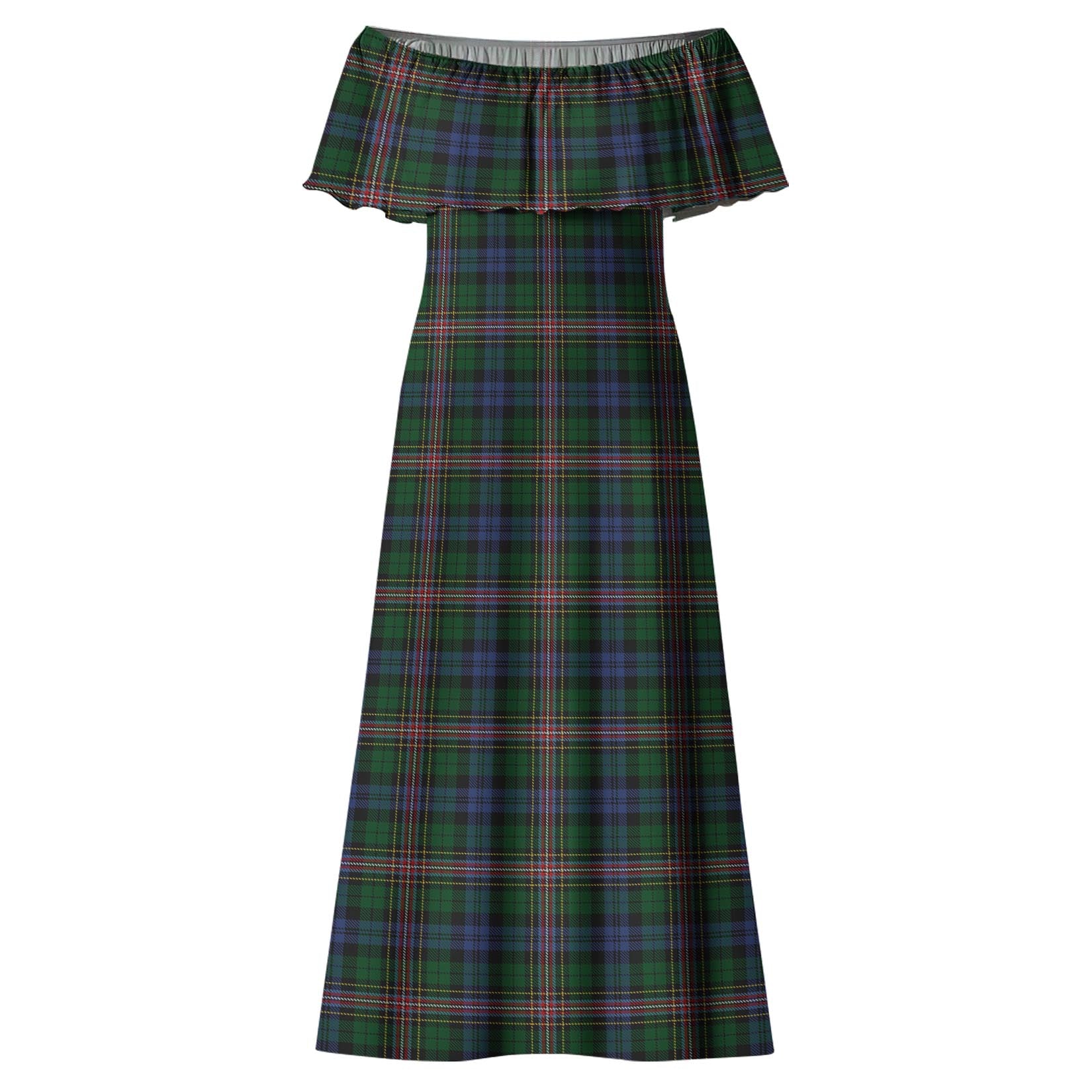 Allison Tartan Off Shoulder Long Dress - Tartanvibesclothing