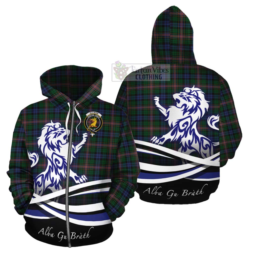 Tartan Vibes Clothing Allison Tartan Cotton Hoodie with Alba Gu Brath Regal Lion Emblem