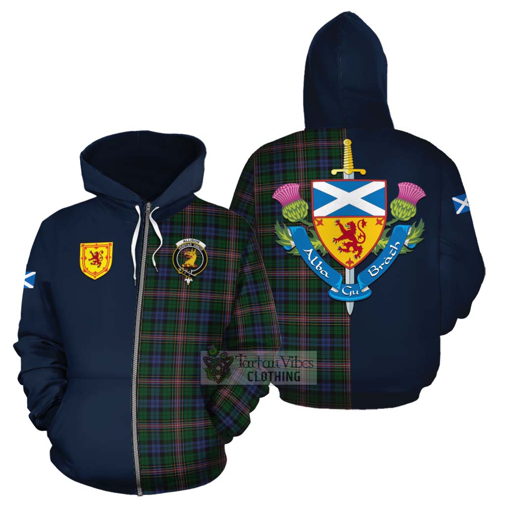 Tartan Vibes Clothing Allison Tartan Cotton Hoodie Alba with Scottish Lion Royal Arm Half Style