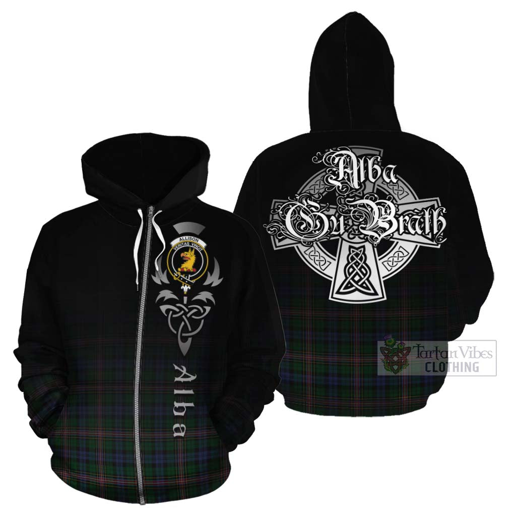 Tartan Vibes Clothing Allison Tartan Cotton Hoodie Featuring Alba Gu Brath Family Crest Celtic Inspired