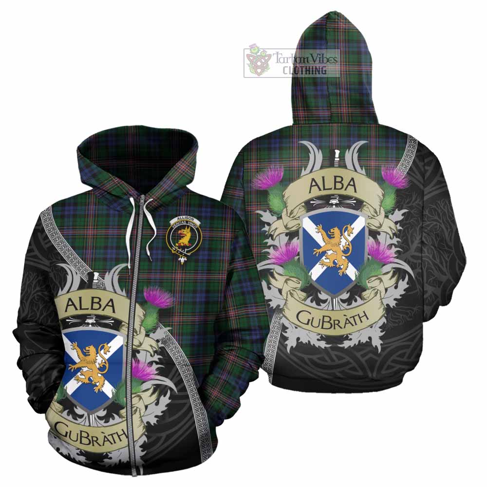 Allison Tartan Family Crest Hoodie Lion Rampant Royal Thistle Shield Celtic Inspired Zip Hoodie - Tartan Vibes Clothing