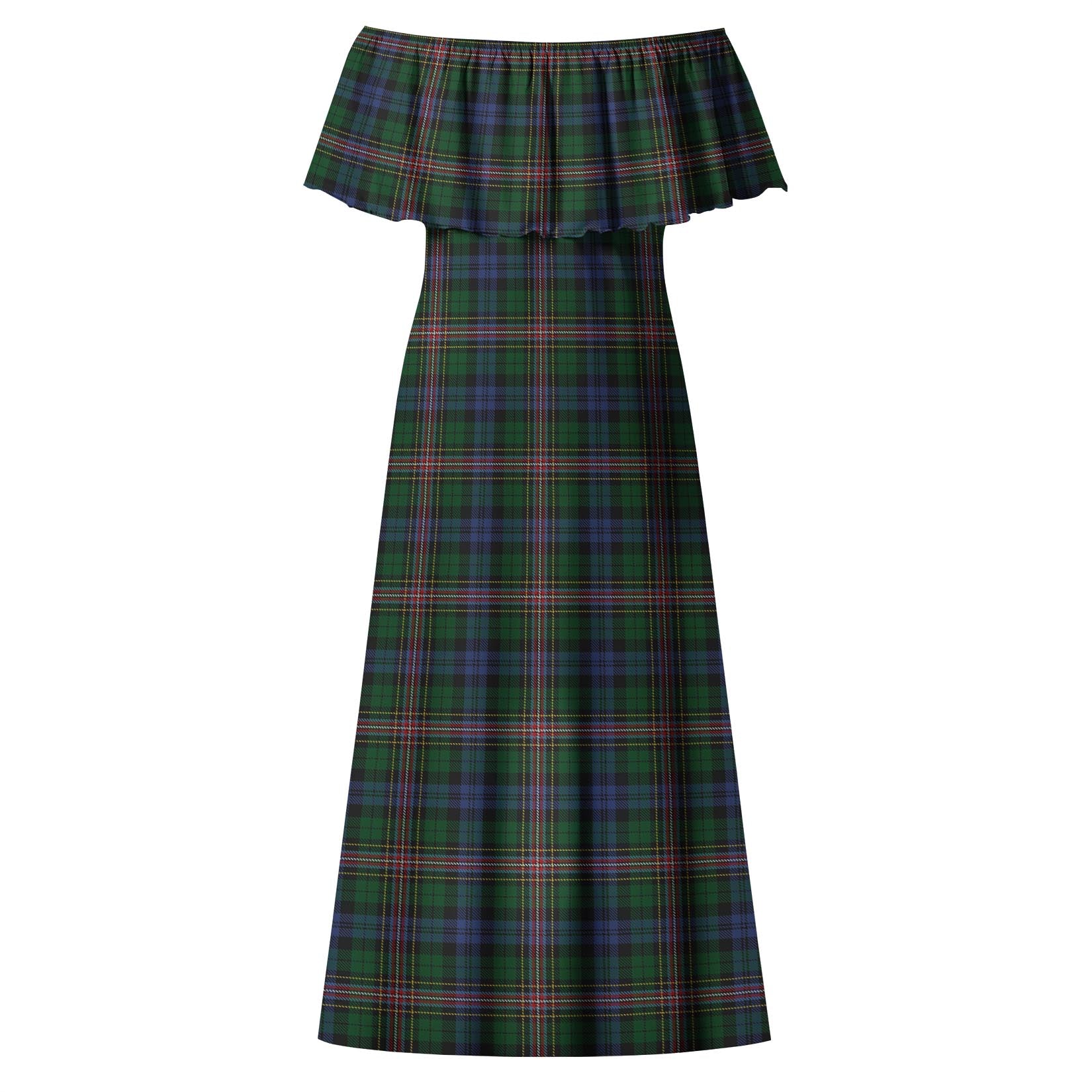 Allison Tartan Off Shoulder Long Dress - Tartanvibesclothing