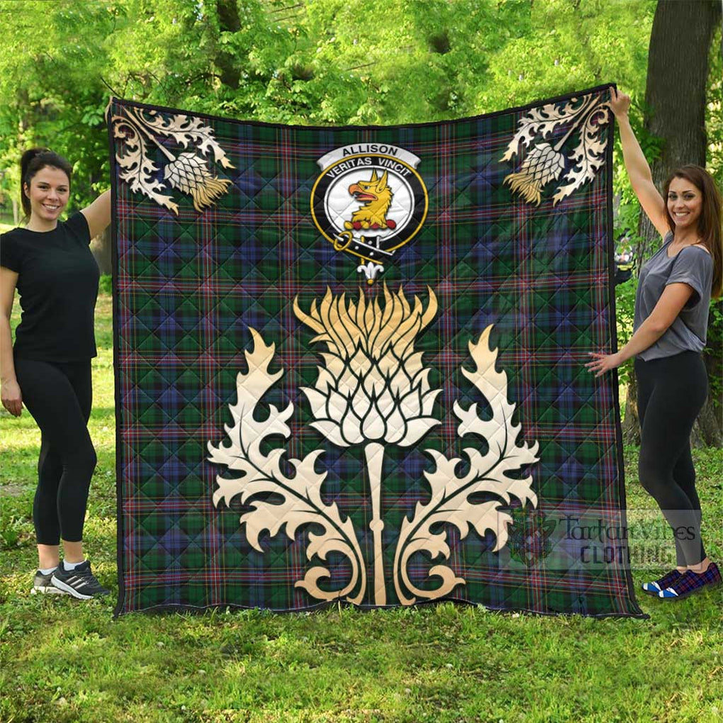 Tartan Vibes Clothing Allison Tartan Quilt with Family Crest and Golden Thistle Style