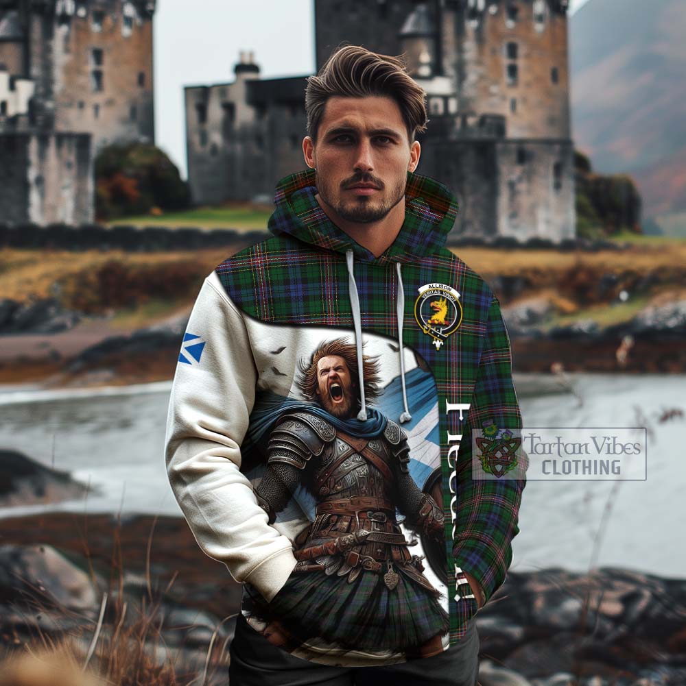 Tartan Vibes Clothing Allison Crest Tartan Cotton Hoodie Inspired by the Freedom of Scottish Warrior