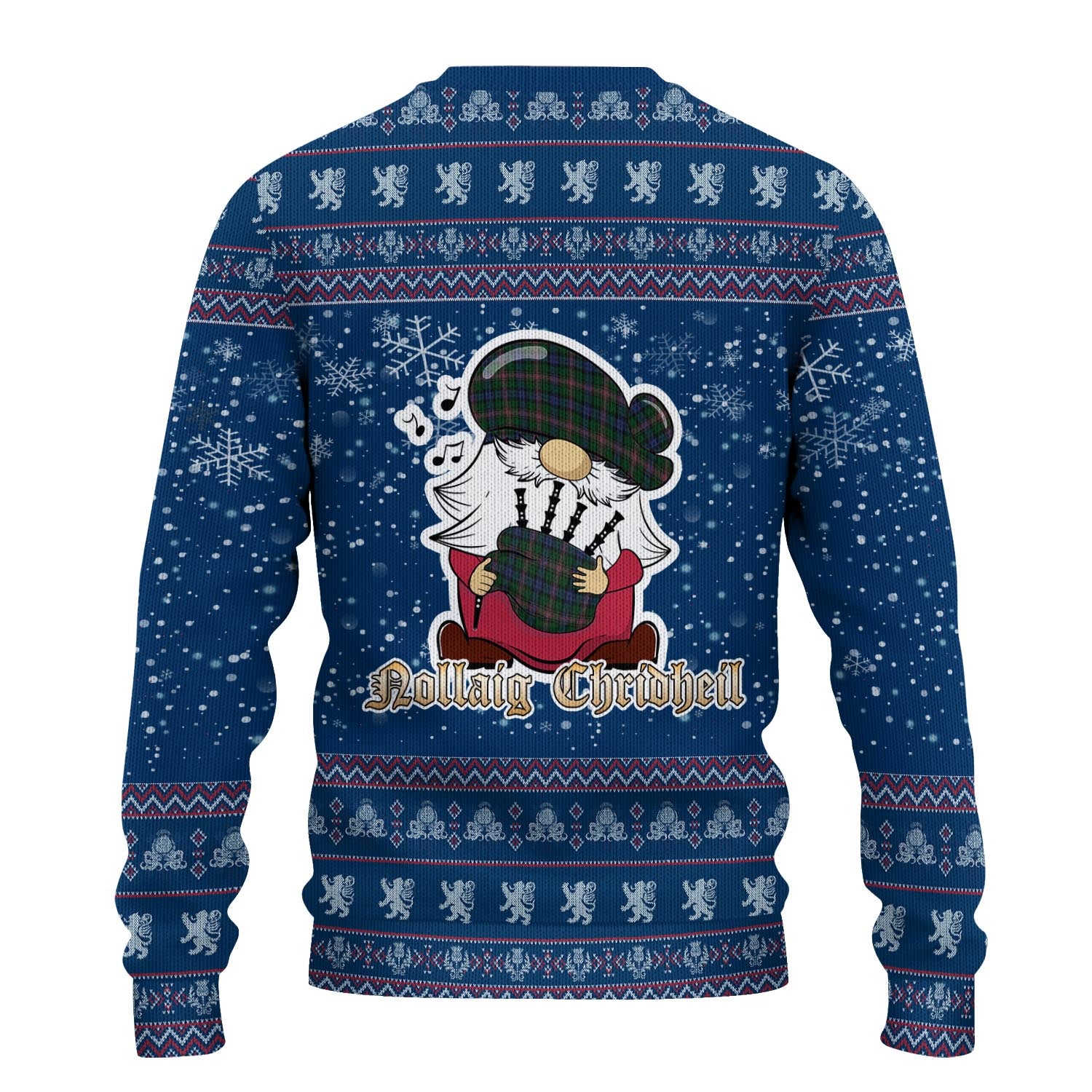 Allison Clan Christmas Family Knitted Sweater with Funny Gnome Playing Bagpipes - Tartanvibesclothing