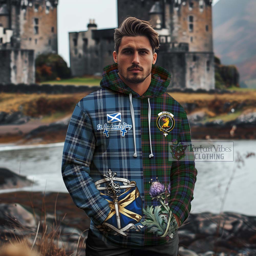 Tartan Vibes Clothing Allison Tartan Cotton Hoodie Happy St. Andrew's Day Half Tartan Style