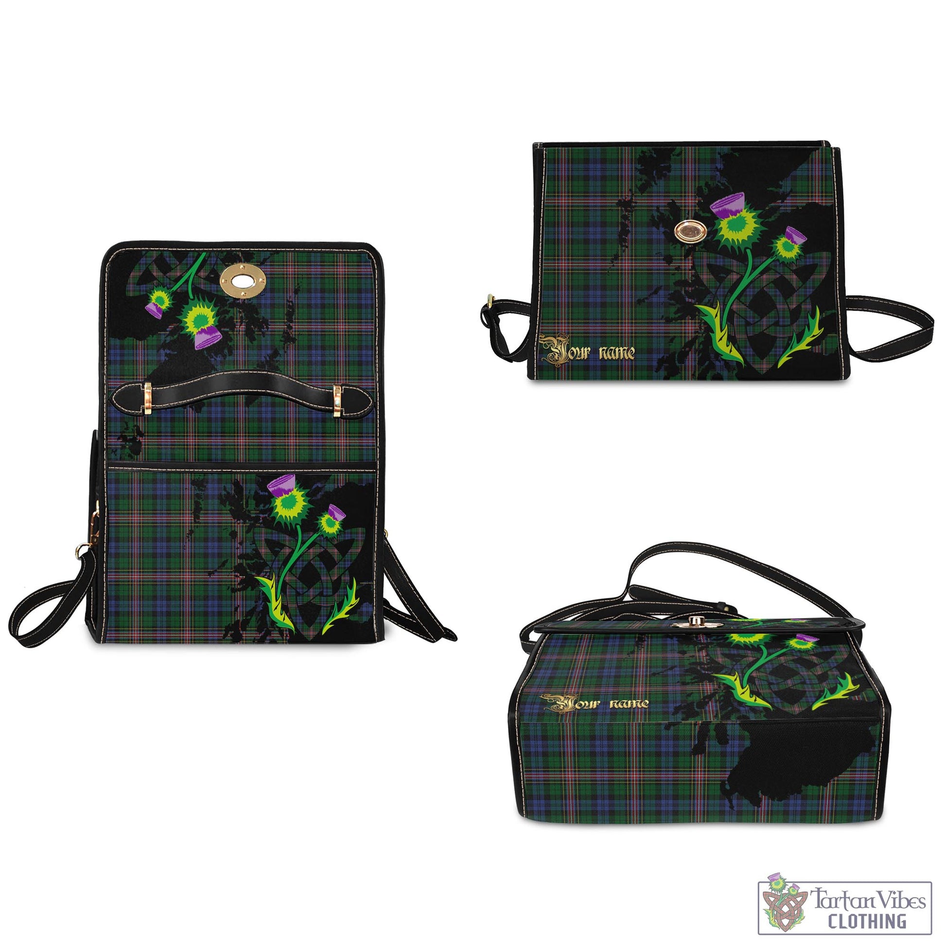 Tartan Vibes Clothing Allison Tartan Waterproof Canvas Bag with Scotland Map and Thistle Celtic Accents