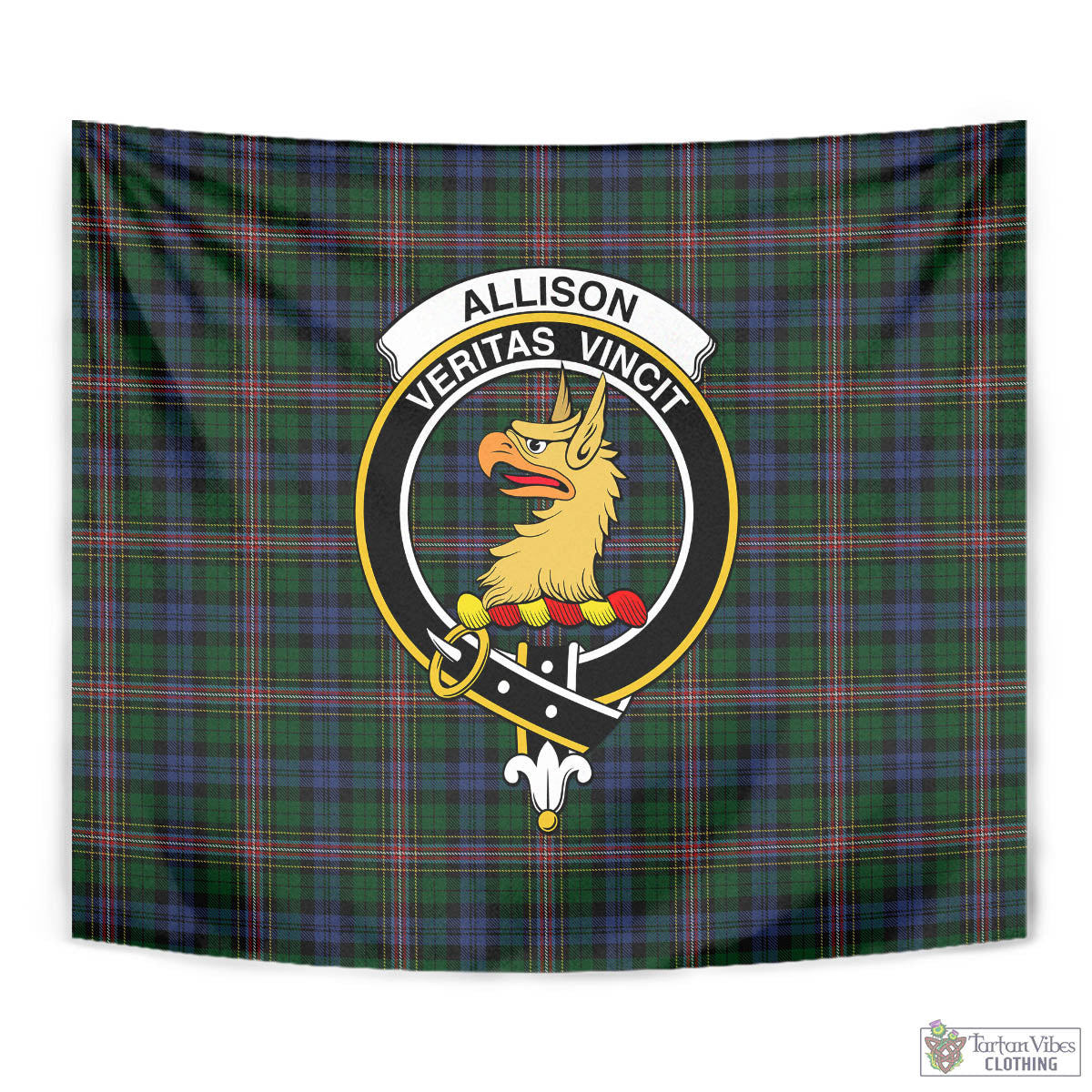 Tartan Vibes Clothing Allison Tartan Tapestry Wall Hanging and Home Decor for Room with Family Crest