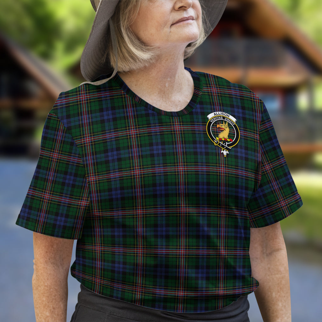 Allison Tartan T-Shirt with Family Crest - Tartan Vibes Clothing