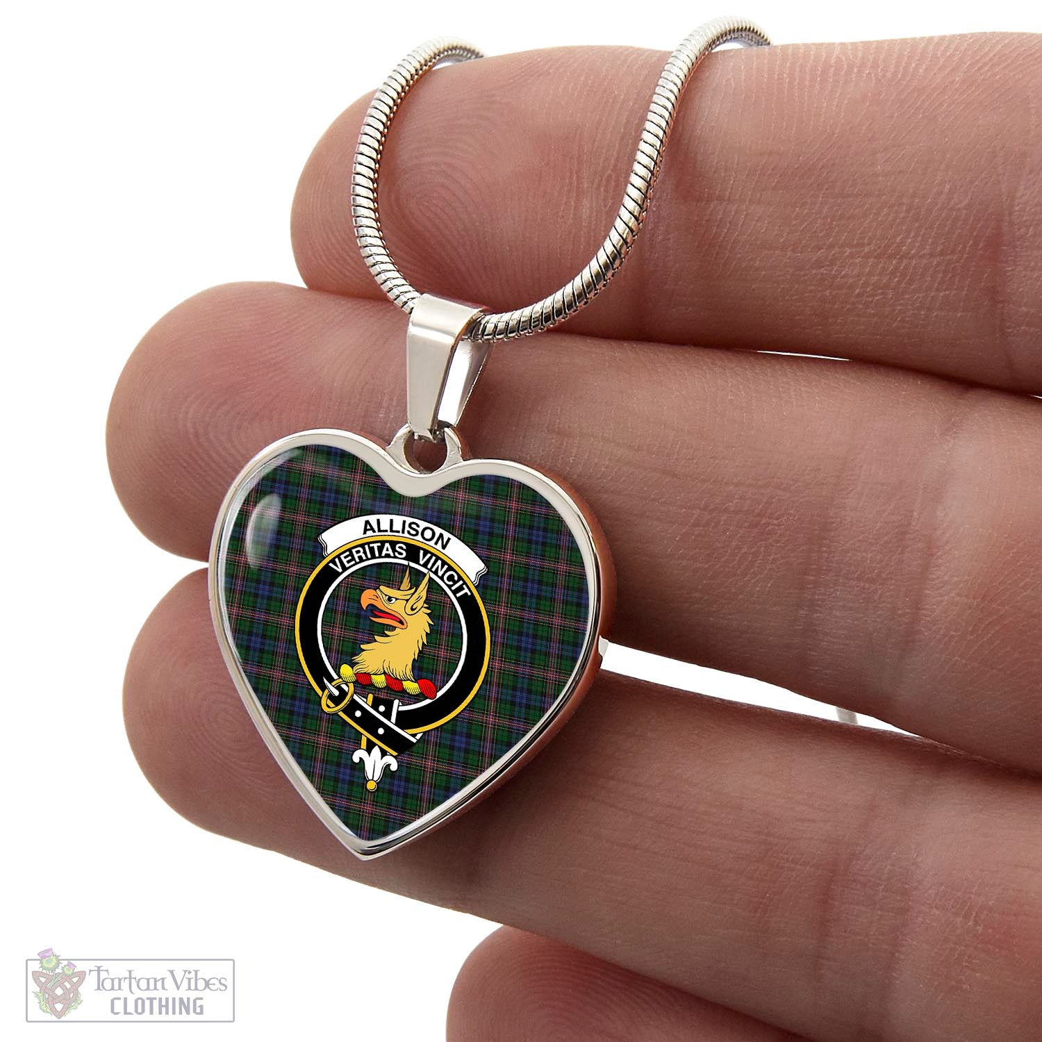 Tartan Vibes Clothing Allison Tartan Heart Necklace with Family Crest