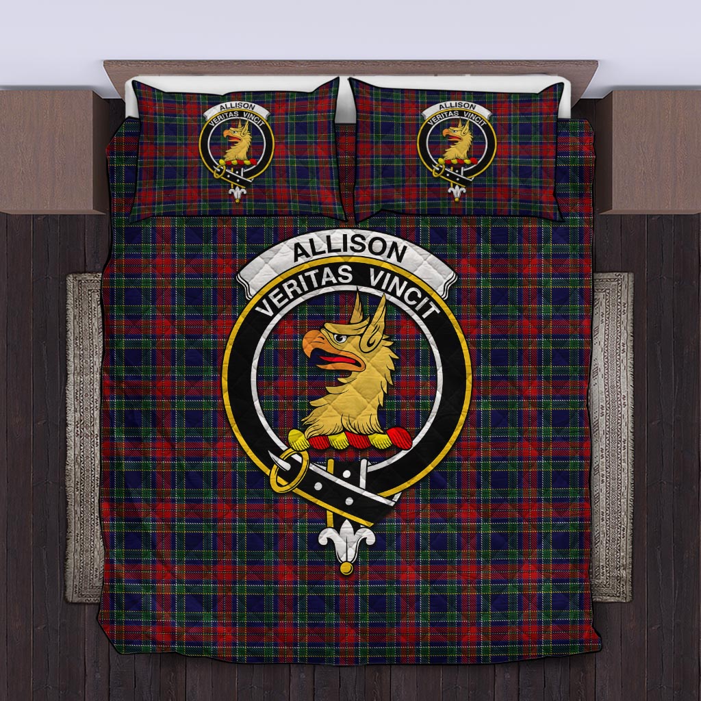 Allison Red Tartan Quilt Bed Set with Family Crest Twin - Tartan Vibes Clothing