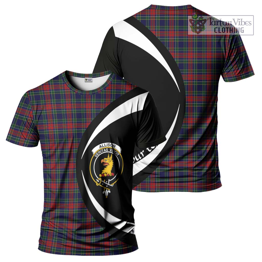 Tartan Vibes Clothing Allison Red Tartan T-Shirt with Family Crest Circle Style