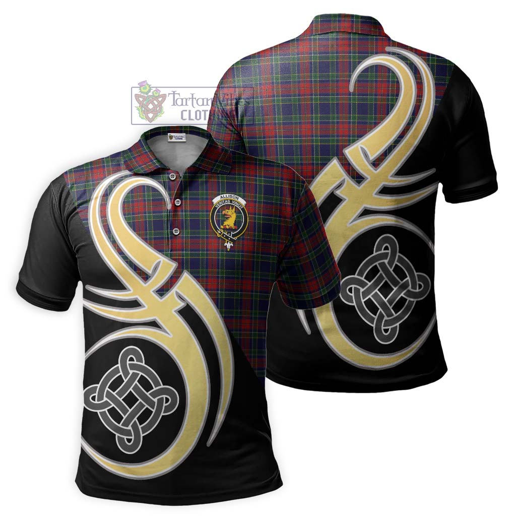 Allison Red Tartan Polo Shirt with Family Crest and Celtic Symbol Style Kid - Tartan Vibes Clothing