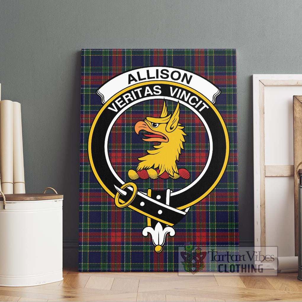 Allison Red Tartan Canvas Print Wall Art with Family Crest Without Frame - Tartan Vibes Clothing