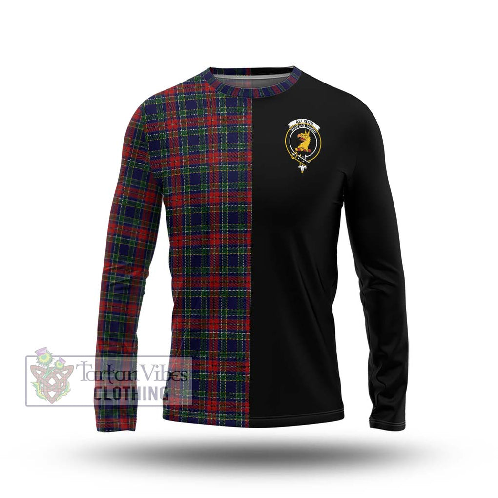 Allison Red Tartan Long Sleeve T-Shirt with Family Crest and Half Of Me Style Unisex - Tartanvibesclothing Shop