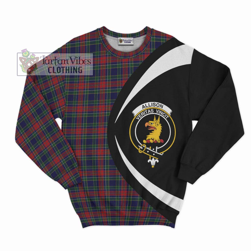 Allison Red Tartan Sweatshirt with Family Crest Circle Style Unisex - Tartan Vibes Clothing