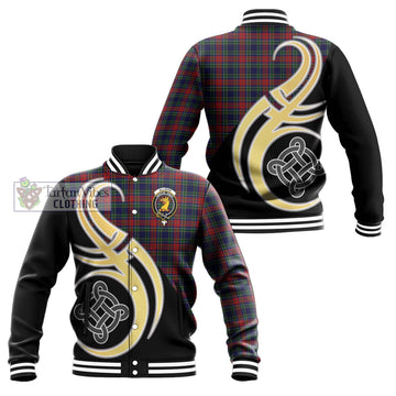 Allison Red Tartan Baseball Jacket with Family Crest and Celtic Symbol Style