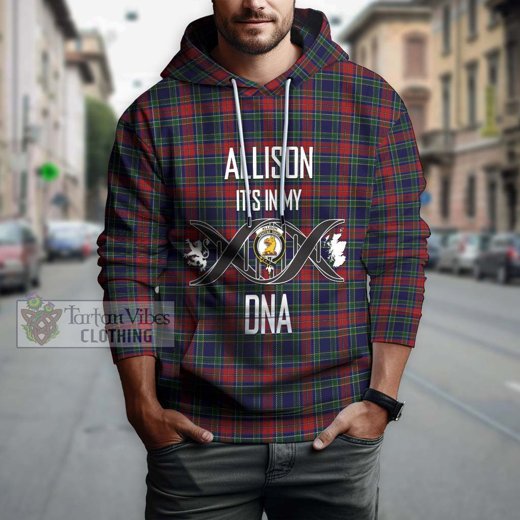 Allison Red Tartan Hoodie with Family Crest DNA In Me Style Pullover Hoodie - Tartanvibesclothing Shop